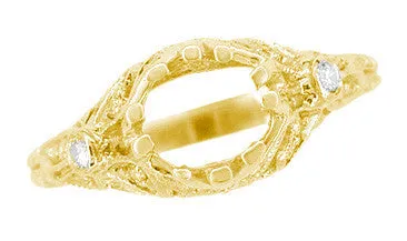 Antique Style 3/4 Carat Filigree Edwardian Engagement Ring Mounting in Yellow Gold - 14K or 18K