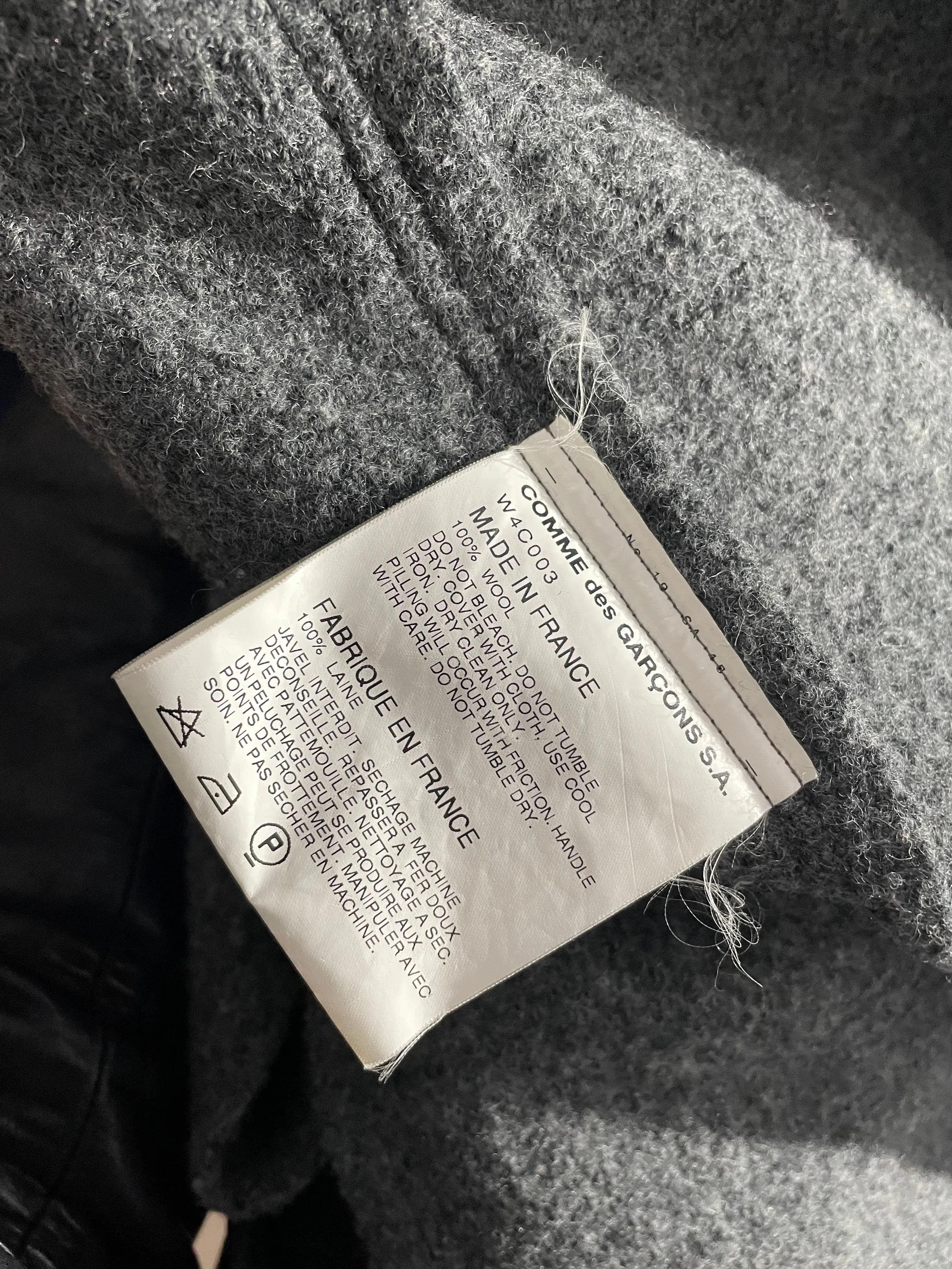 Comme des Garçons 90’s long grey boiled wool coat