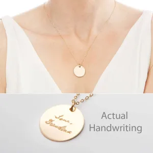 Custom Handwriting Necklace - Actual Handwriting Pendant - CG285N_34. Starts at
