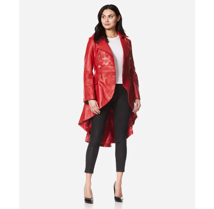 EDWARDIAN Coat Ladies Laced Back Flared Bottom GOTHIC Leather Coat