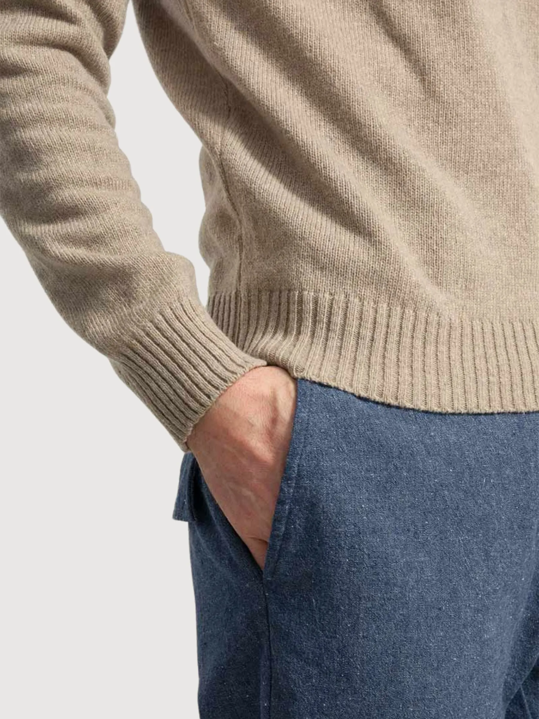 Ferruccio Basic Pullover Beige Recycled Wool Man | Rifò