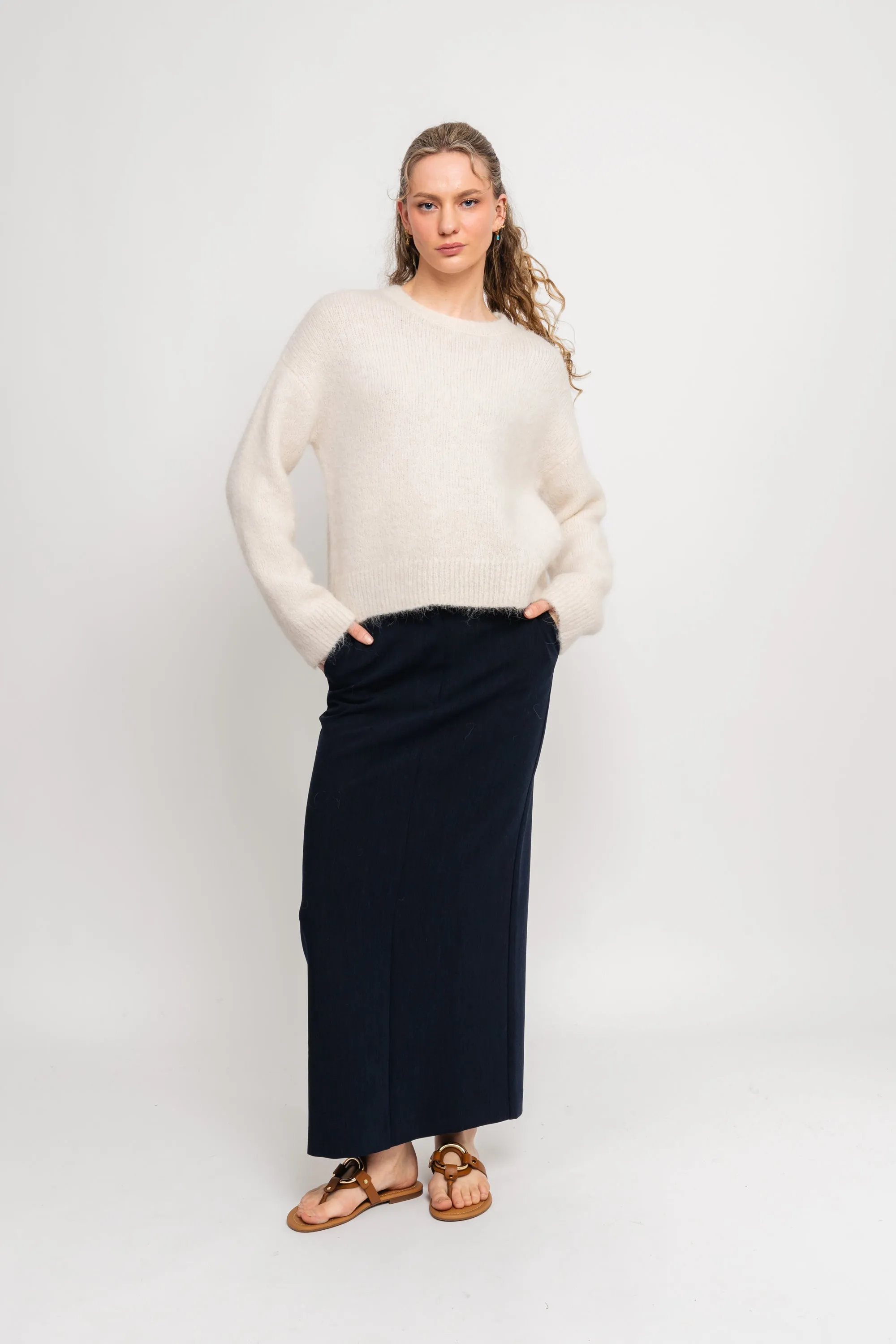 Gabella Ls Pullover Knit - Snow White