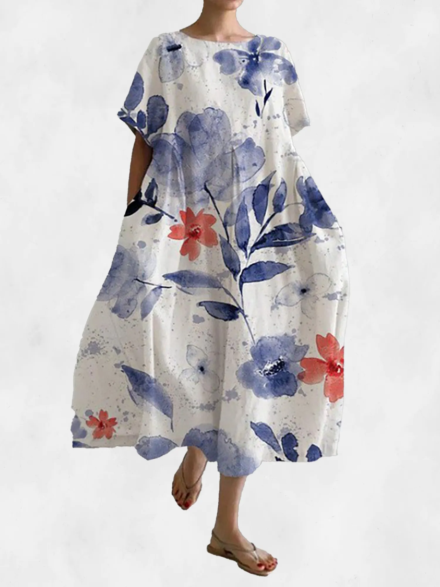 La Roseason Crew Neck Printed Dress