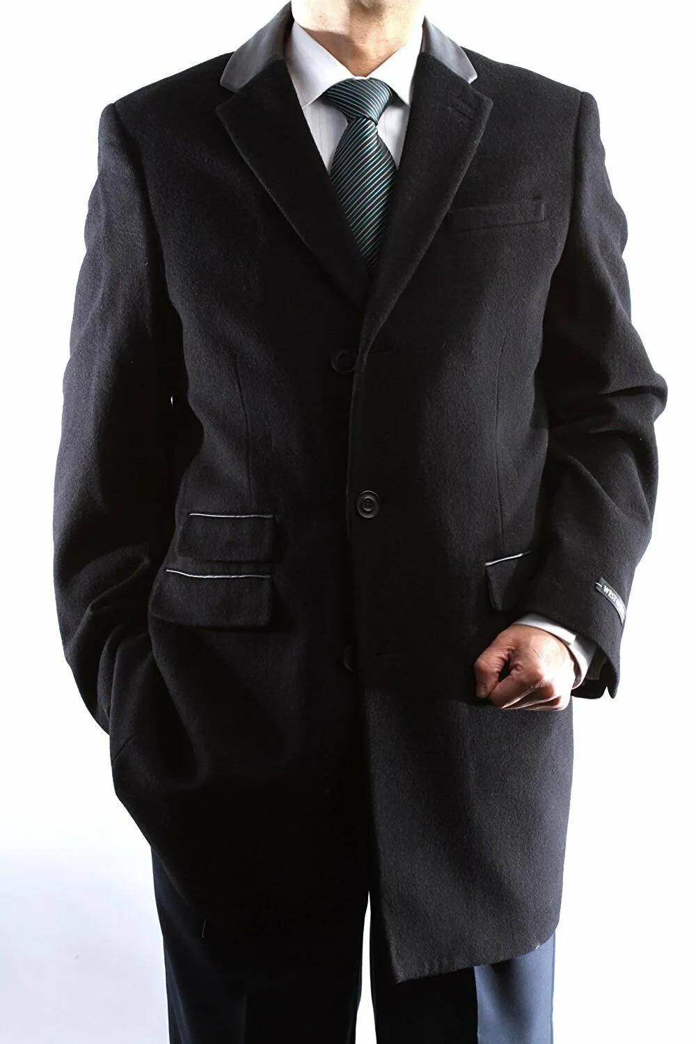 Men's Single Breasted Luxury Wool Three Quarter Length Topcoat - CLEARANCE - FINAL SALE