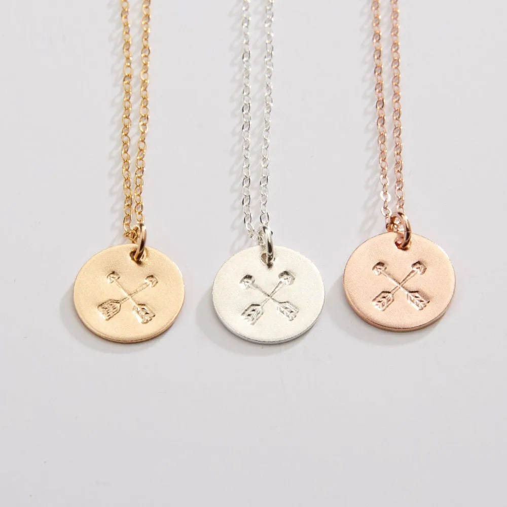 Rose Gold Friendship Crossed Arrows Necklace - CG214N. Starts at