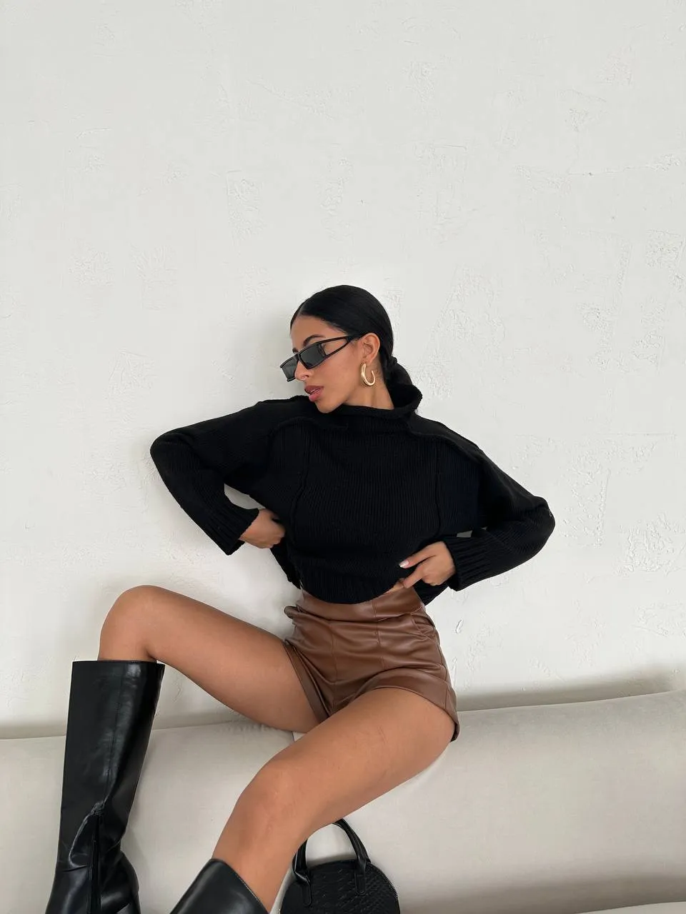 Strick Pullover mit Stehkragen