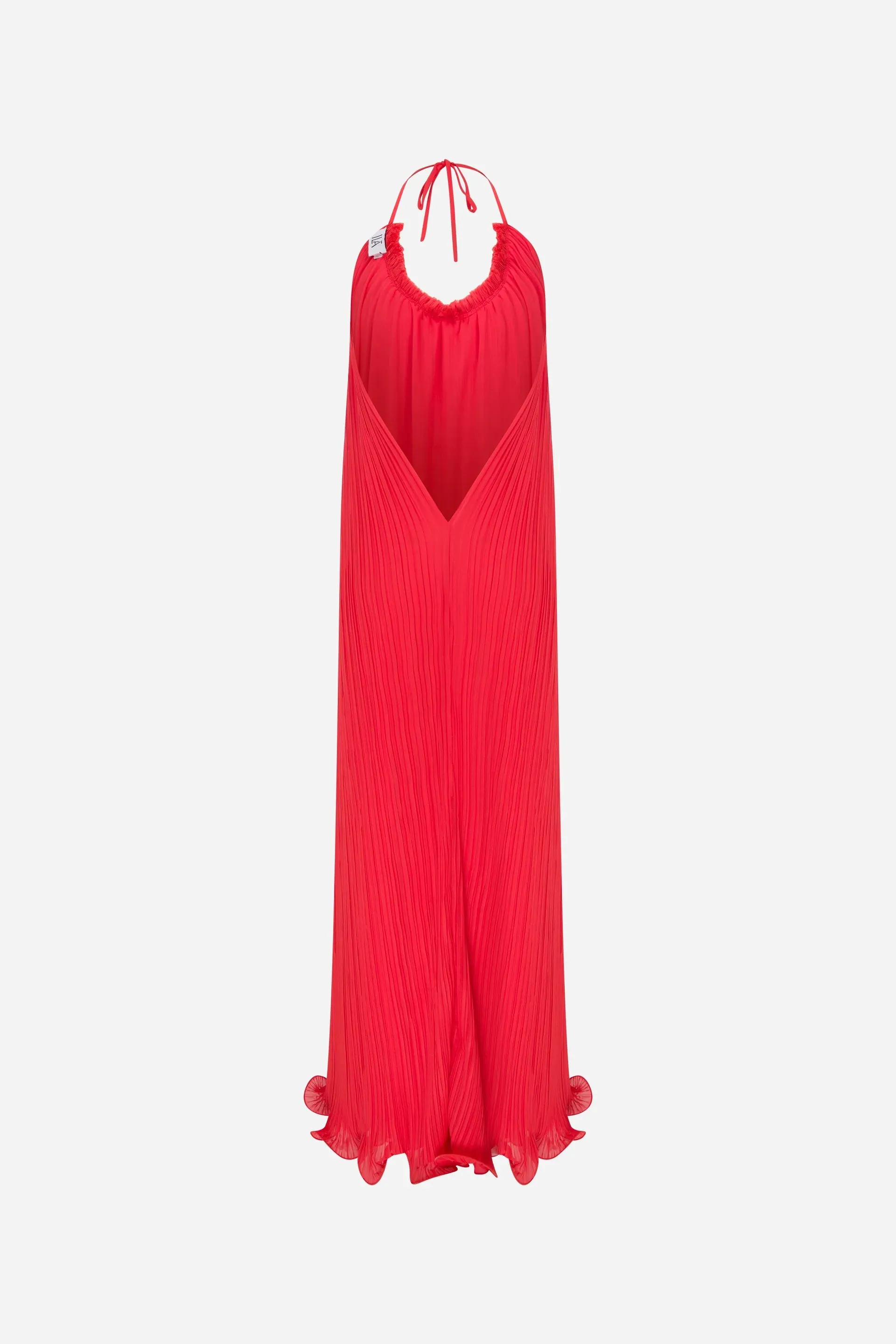Swan - Pleated Chiffon Maxi Dress - Red