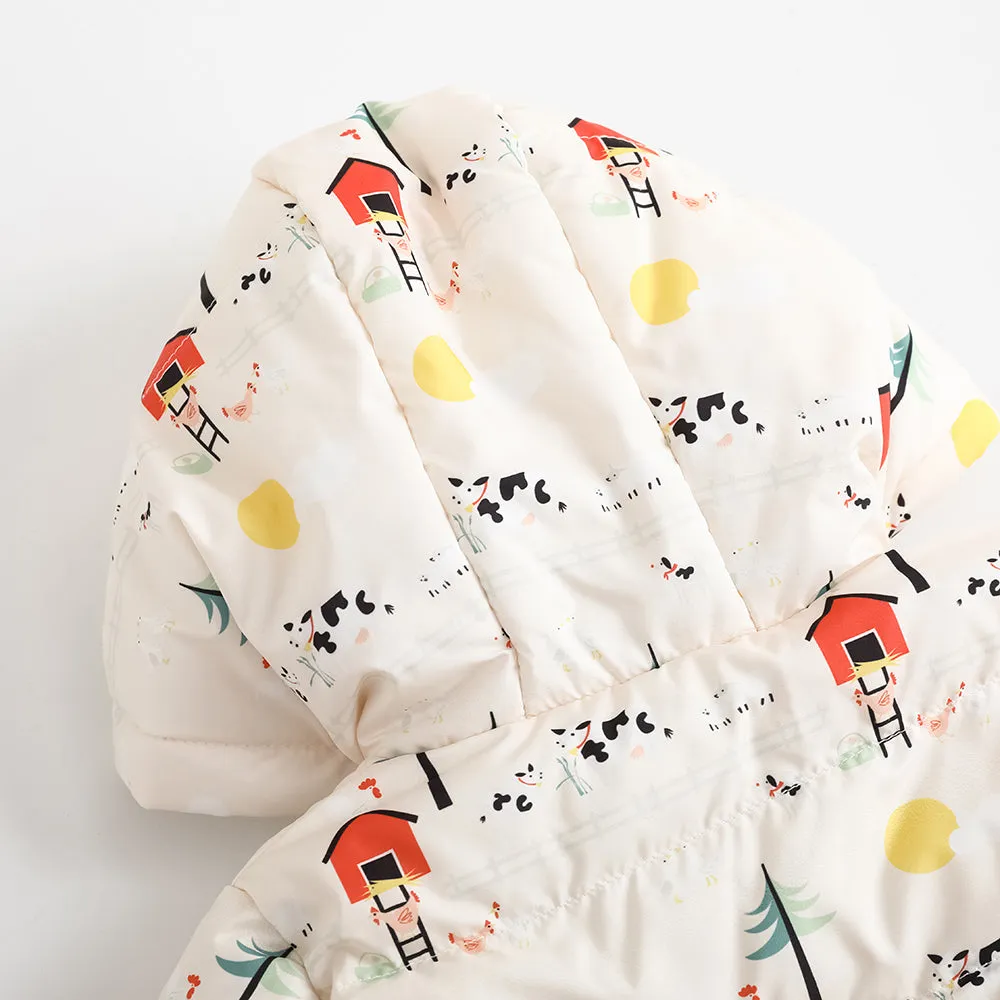 Vauva FW23 - Baby Nordic Style Print Padded Coat with Hood