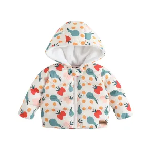 Vauva FW23 - Baby Unisex Fruit All Over Print Padded Coat with Hood