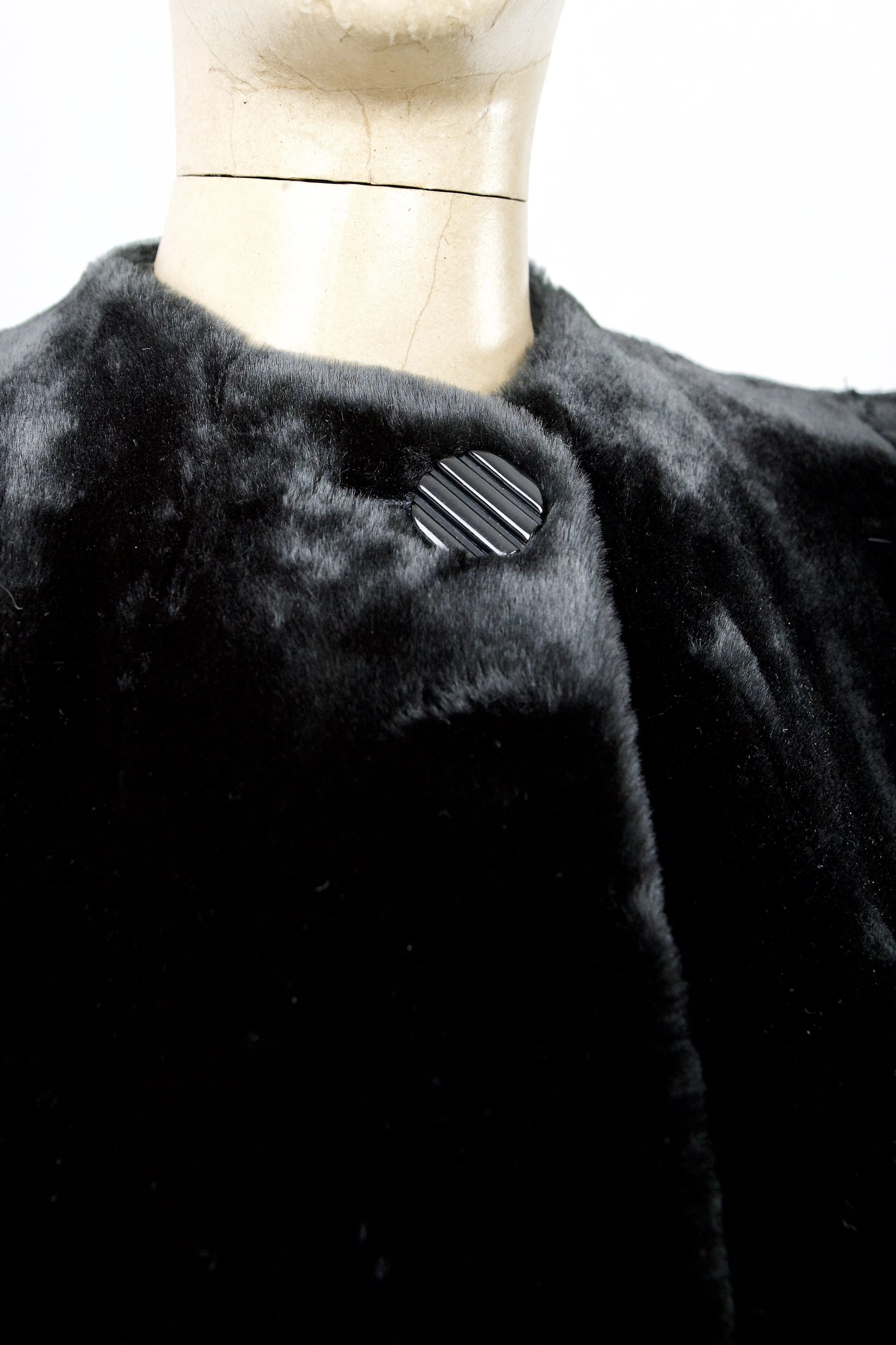 Vintage Plush Faux Fur Cocoon Coat